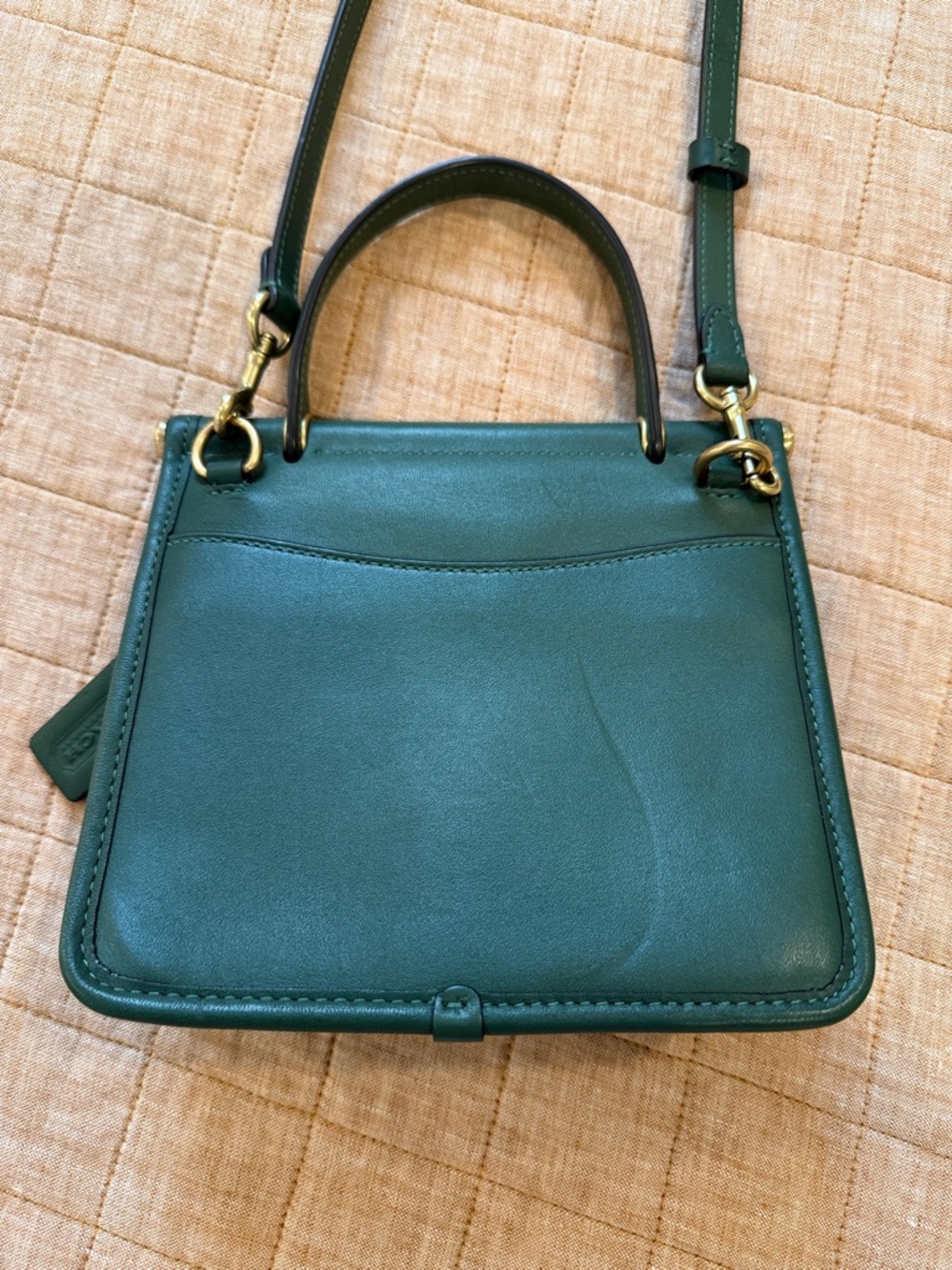 Coach Willis 18 Green Leather Top-Handle Crossbody Bag - Picture 3 of 6